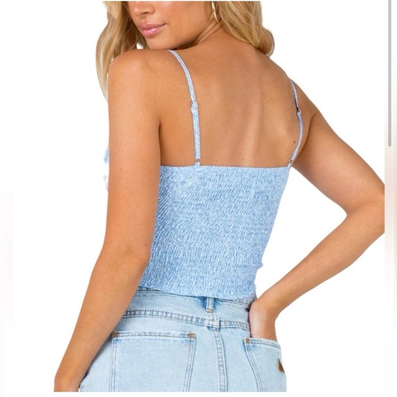 Princess Polly, blue and white floral cropped Cami top size 10 - Picture 2 of 3